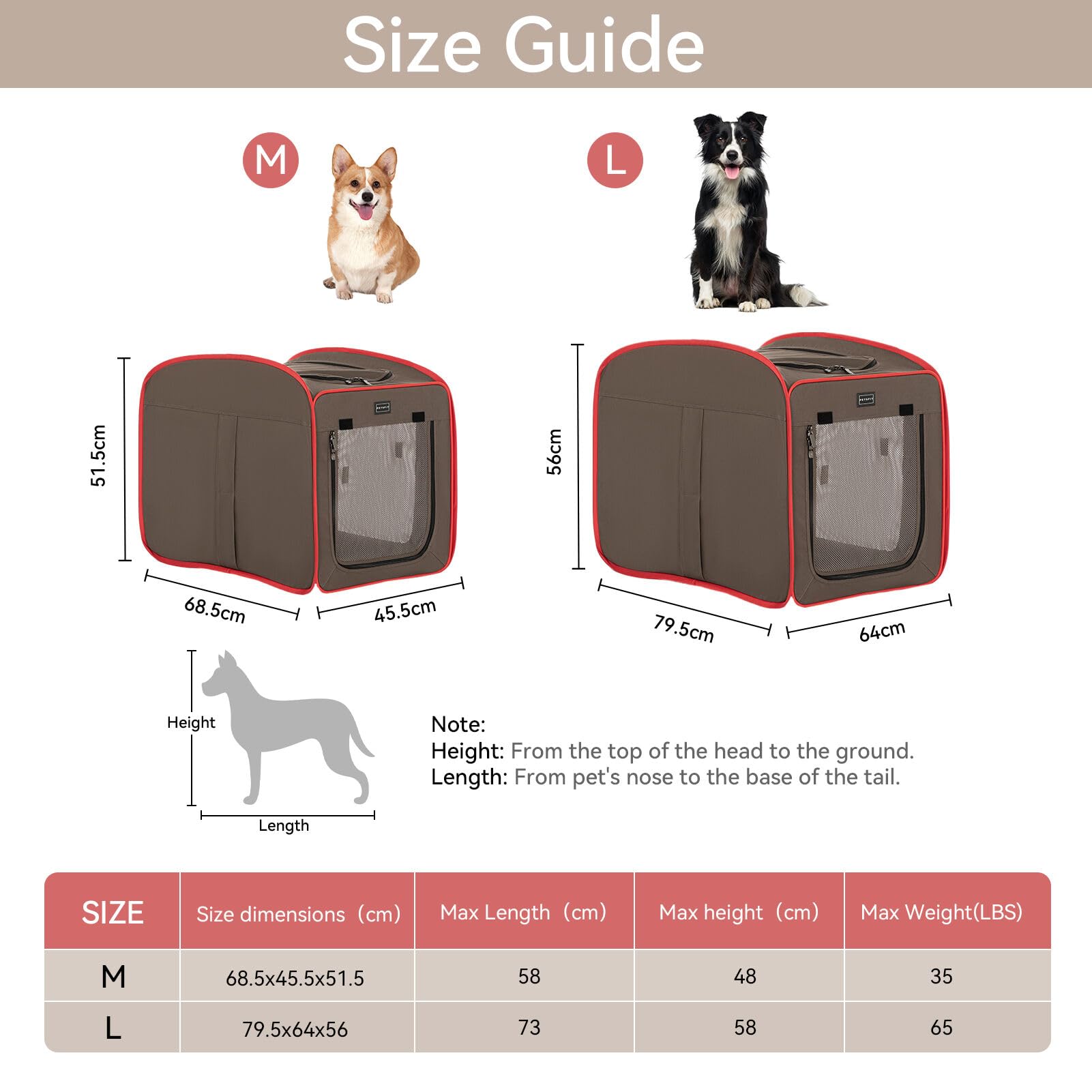 Petsfit Transportín de Perros portátil transportín para Perros Diseño Pop-up para Perros pequeños, medianos y Grandes con Alfombrilla de vellón