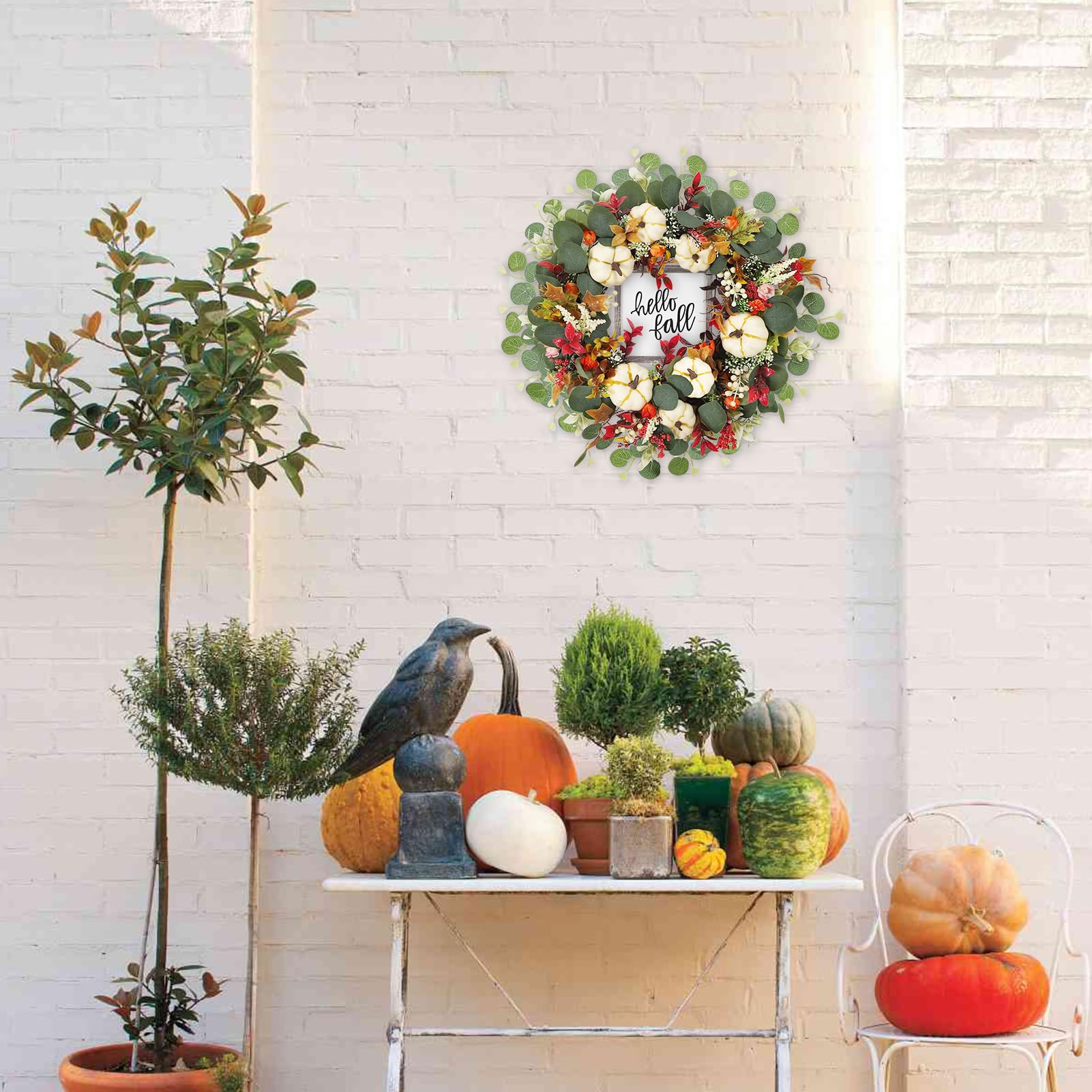 DAZONGE Fall Decor - 18 Inch Fall Wreaths for Front Door - Autumn ...