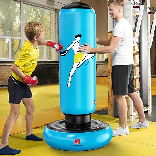 Miniatura 5 de QPAU Kids Punching Bag Toy with Boxing Gloves, 66 Inch Larger Stable Kids Inflatable Boxing Bag Set, Gifts for Boys & Girls Age 6-12, for Practicing