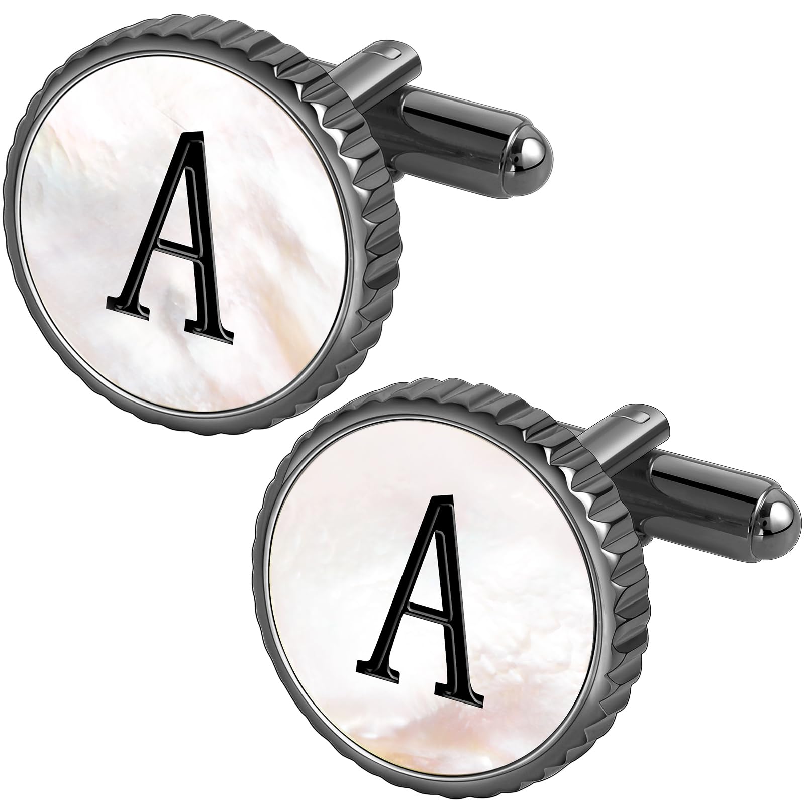 Cuff Links Mens Golden Silver Gunmetal Black, Cufflinks for Men Custom Initial Personalized Mother Of Pearl Mens Cufflink for Shirt Golden Silver Gunmetal Black Cuff Link Shirt for Wedding
