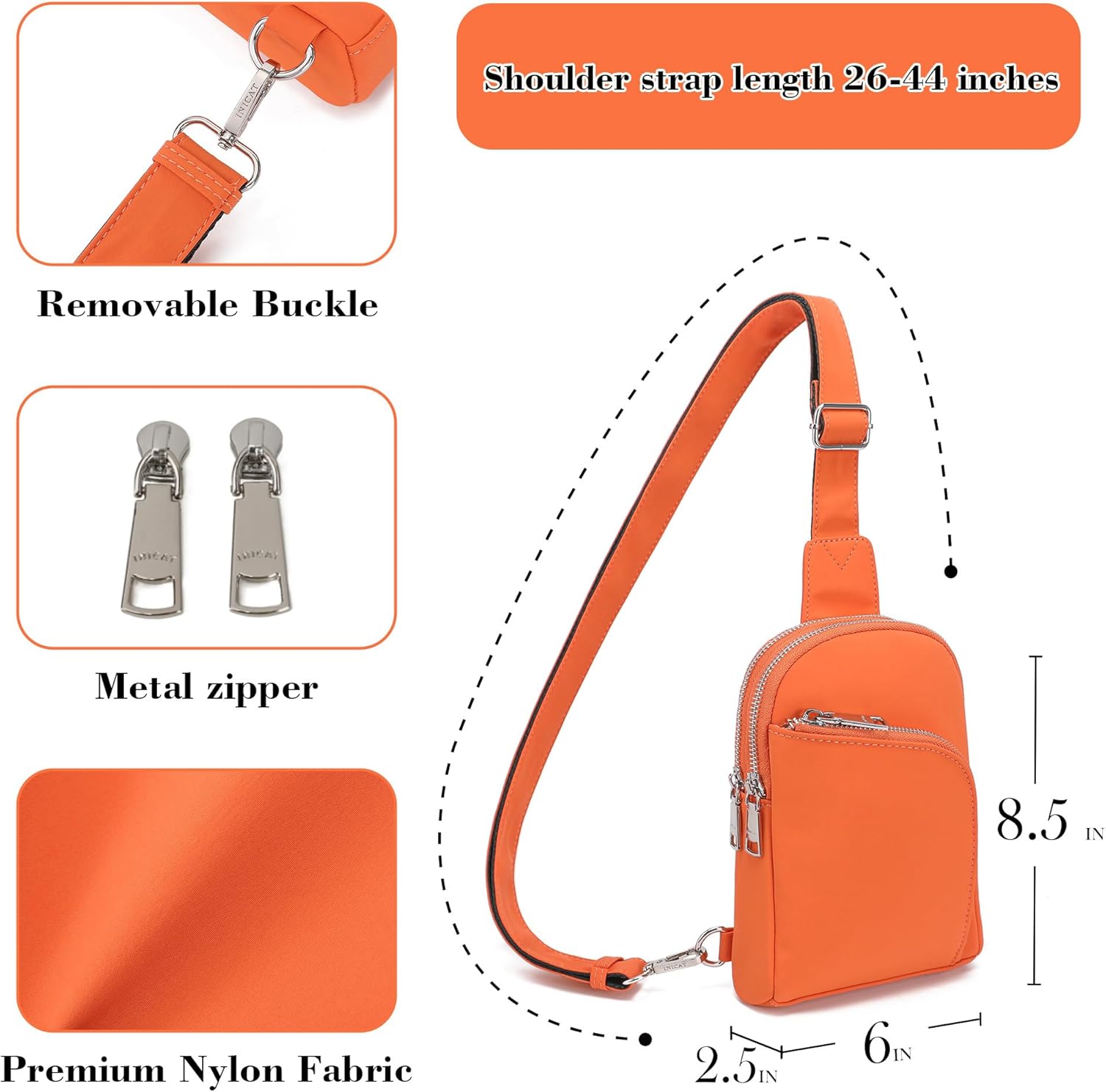 INICAT Nylon Crossbody Sling Bags For Women Small Cross Body Fanny Pack Phone Travel Purses Gifts - Image 4