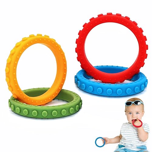 Pulseras sensoriales masticables para niños y niñas, paquete de 4 pulseras de silicona para niños con autismo, TDAH, ansiedad o necesidades