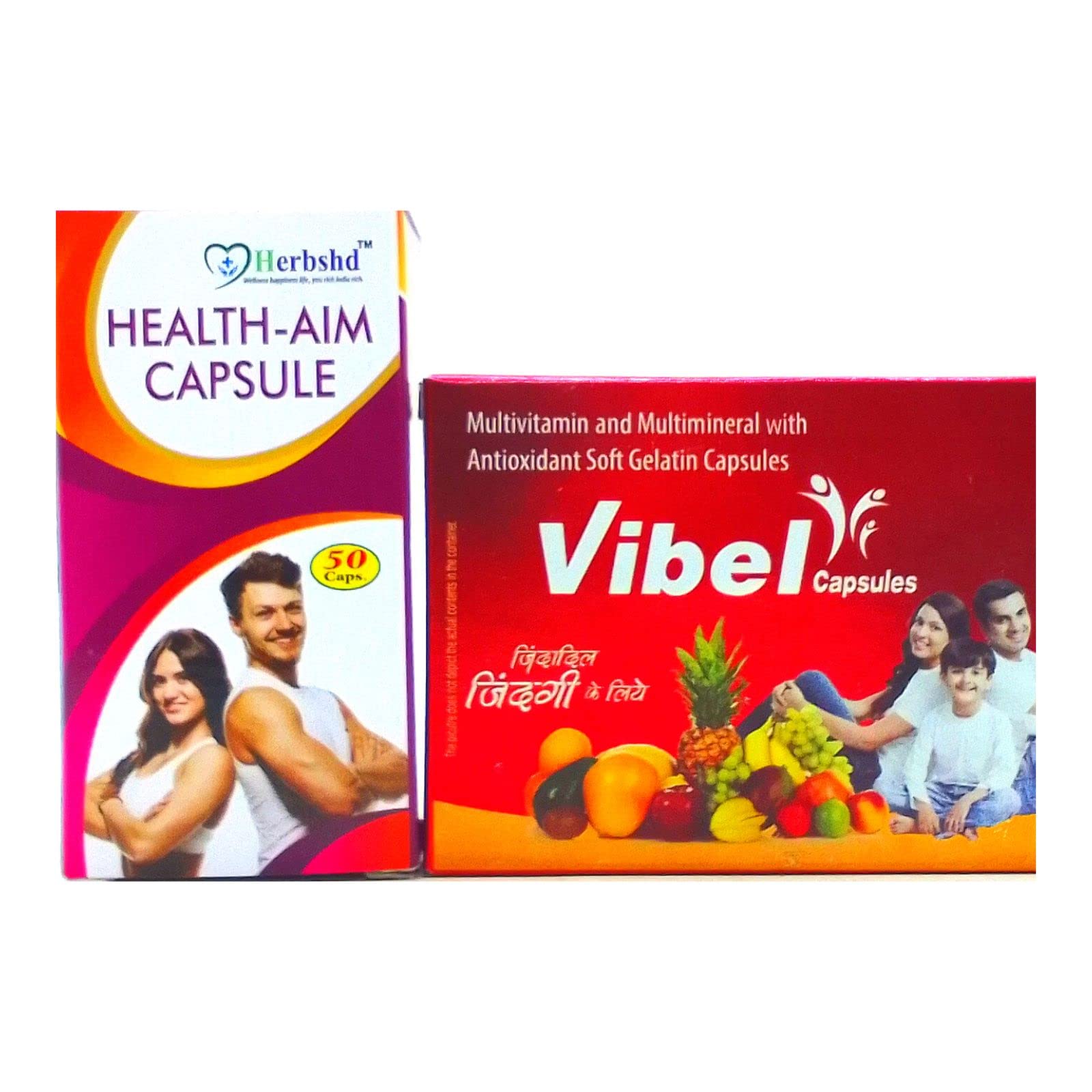 Health aim capsule and Vibel Capsules For Multivitamin, Energy Boost, Health Care.(Combo pack)