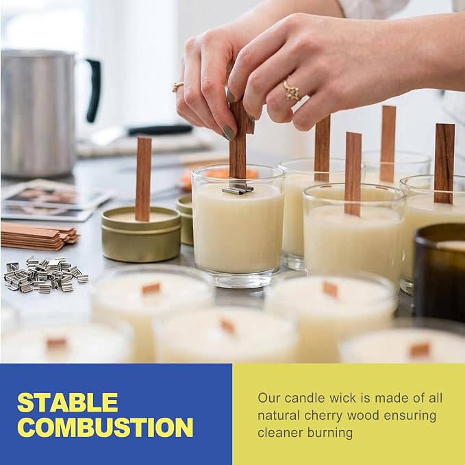 50 Mechas de Madera para Velas con Base Metálica miniatura 4