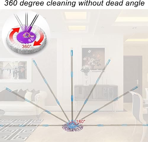 Miniatura 5 de Repuesto de mango de poste de trapeador giratorio, mango de repuesto telescópico giratorio de 360 grados, accesorios de herramienta de limpieza,