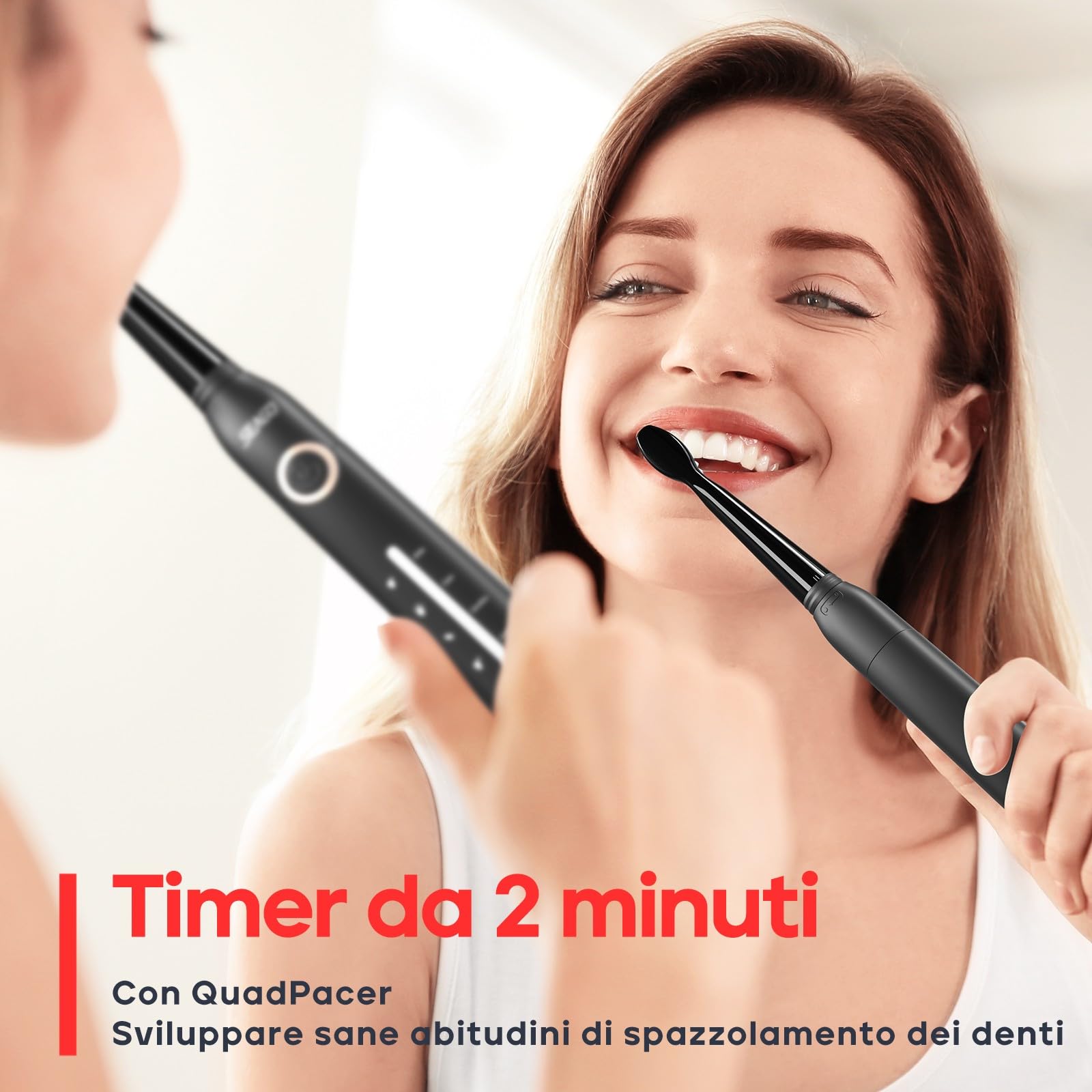 Seago Spazzolino Elettrico Spazzolino Da Viaggio Spazzolini Elettrici Per Adulti e Bambini 8 Testine Spazzolino 5 Modalità Spazzolino Da Denti Ricaricabile SG-958 (Nero)