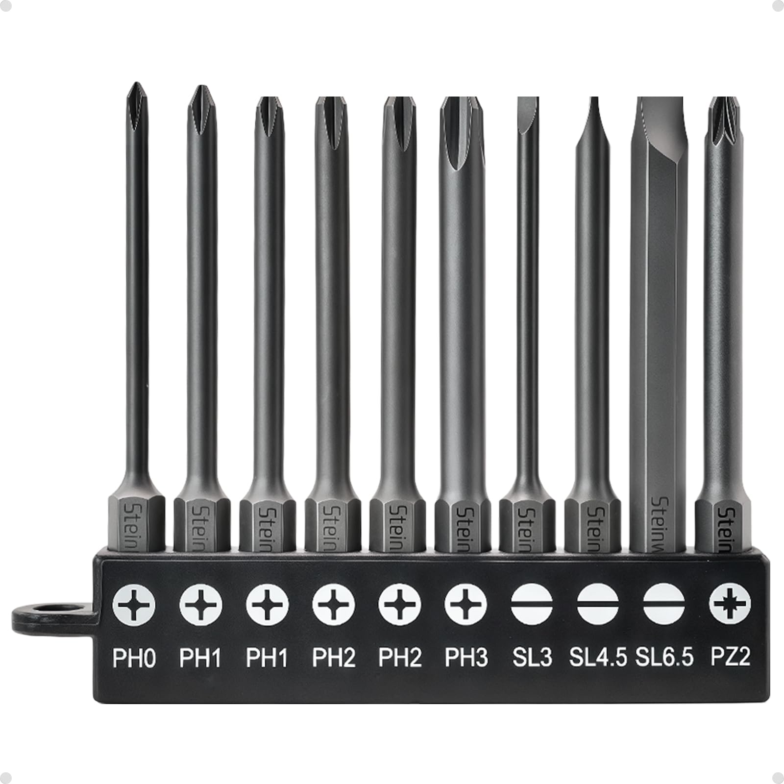 Steinwhale Impact Rated Screwdriver Bit Set, 3" & 4" Extended Long Magnetic Power Bits, Premium S2 Steel, Shock-Absorbing Design, 1/4" Hex Shank for Power Drill & Impact Driver (3 Inch PH+SL+PZ)
