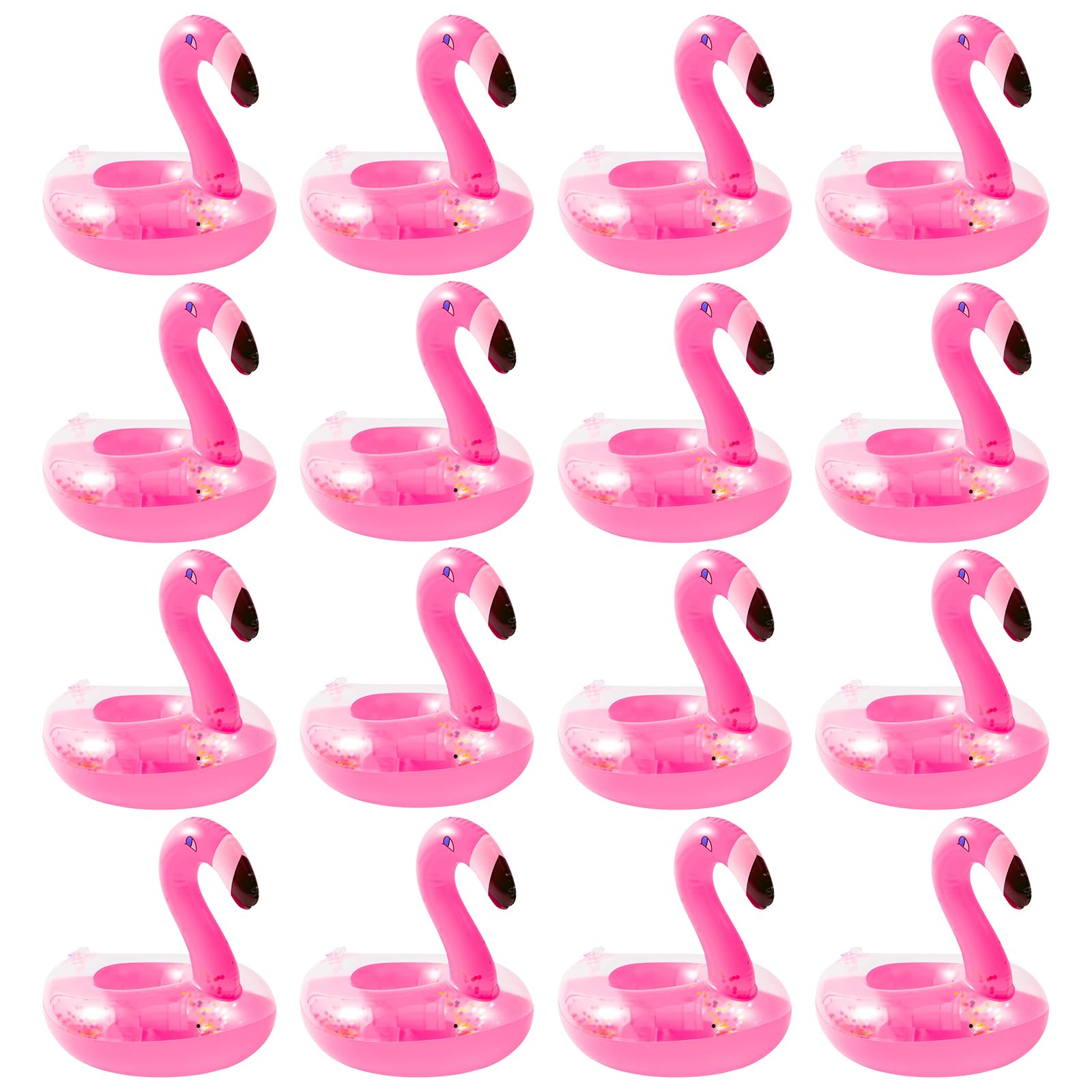 Meanplan 100 Pcs Inflatable Drink Holders Flamingo Drink Floats Mini Cup Floaties Floating Cup Holder Flamingo Inflates Coasters with a Pump Cylinder for Bath Swimming Pool (Pink