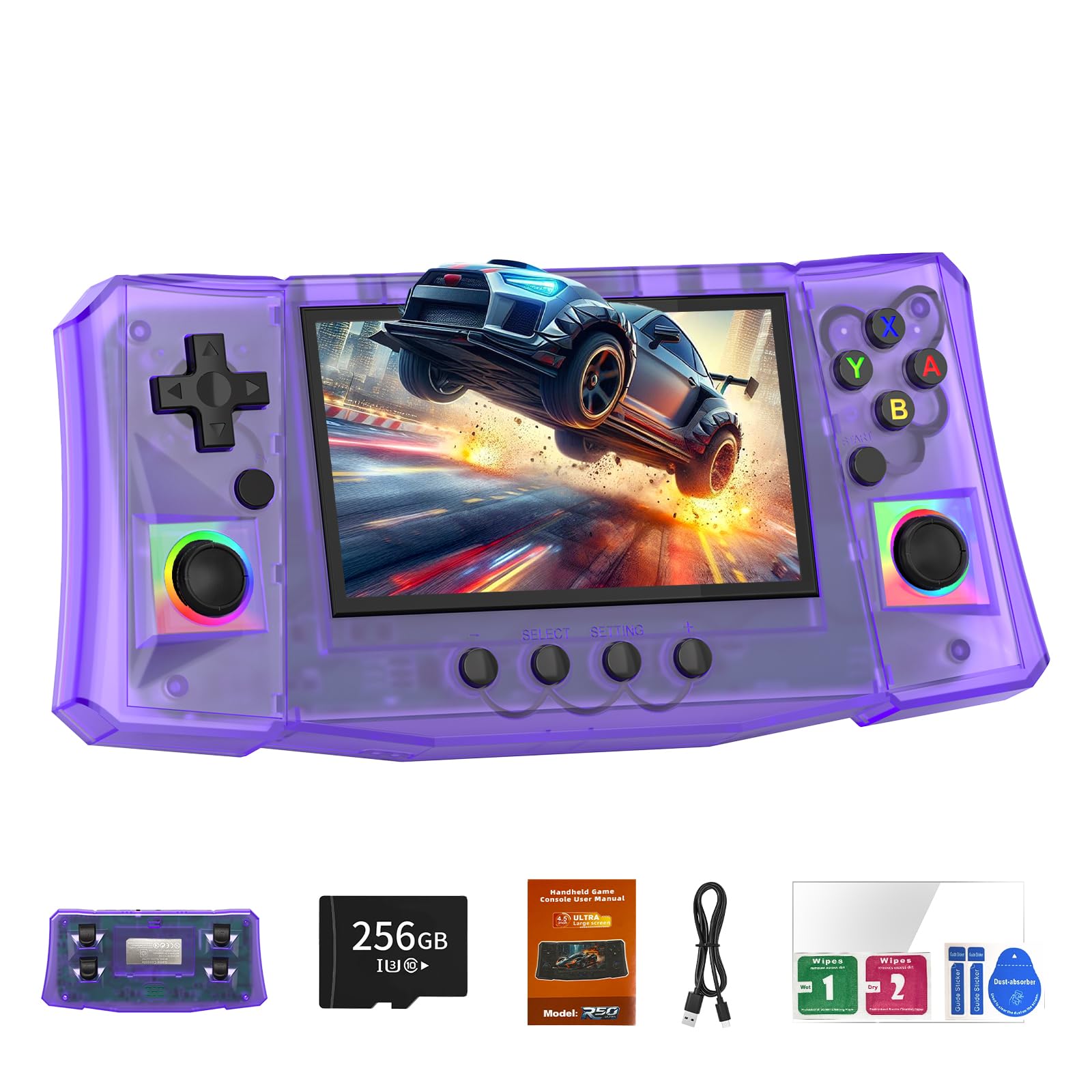 RegiisJoy R50 Ultra 50000 in 1 Handheld Game Console, 4.5 Inch IPS Screen Retro Gaming Consoles Main Emulators
