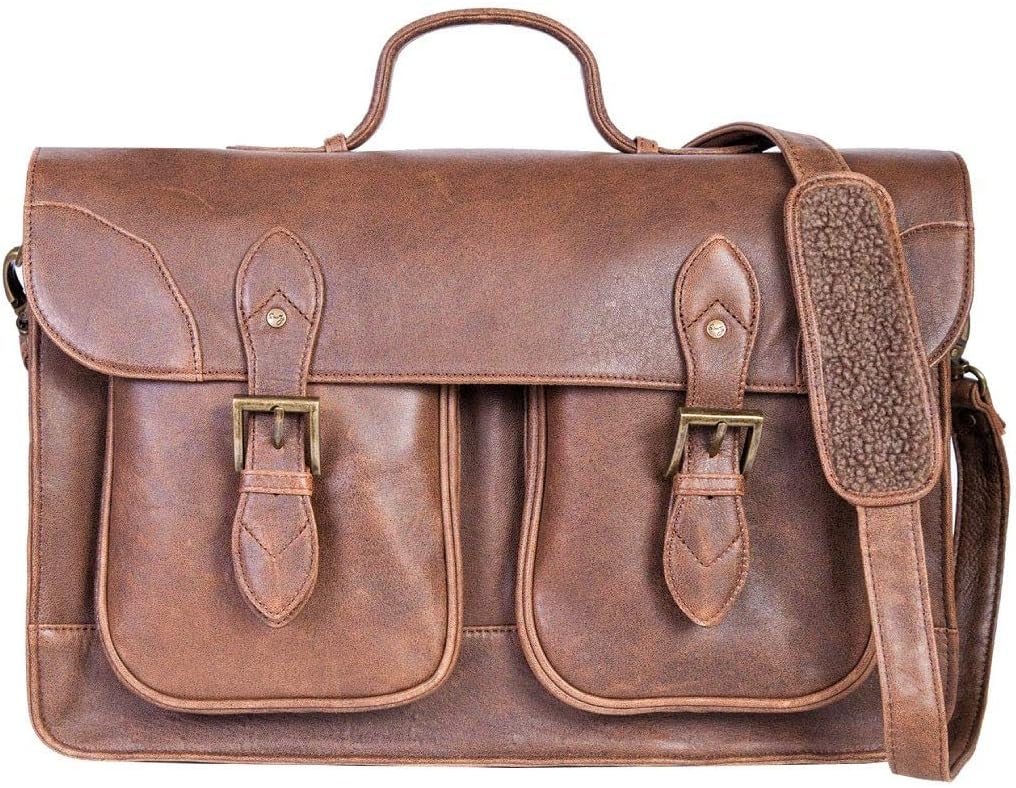Scully Aero Squadron Leather Front Flap Workbag Laptop Briefcase Brown