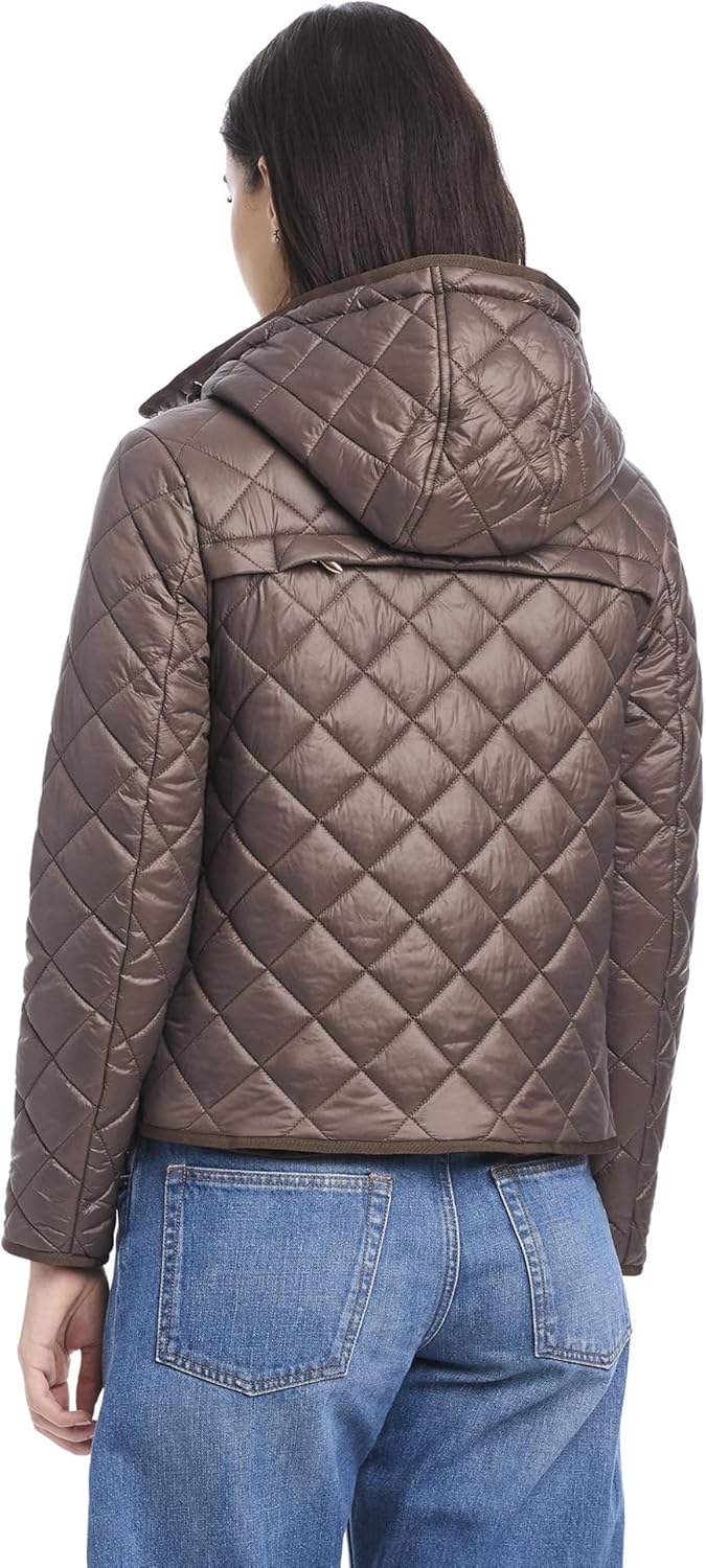 kate spade new york womens Packable Cropped Hooded Quilted Coat With Jacket Bag - Image 3