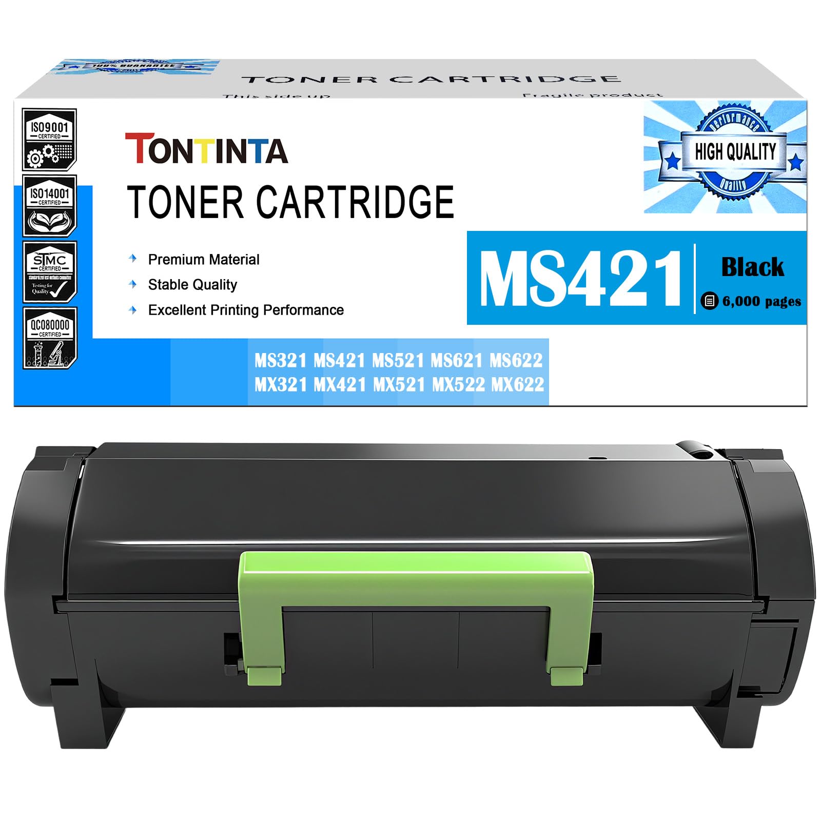 56F2000 Cartouche de Toner Reconditionnée MS321 MS421 MS521 MS621 Capacité Standard pour Imprimantes MS321dn MS421dn MS421dw MS521dn MS621dn MX321adn MX321adw MS622de MX421ade MX521ade MX622ade