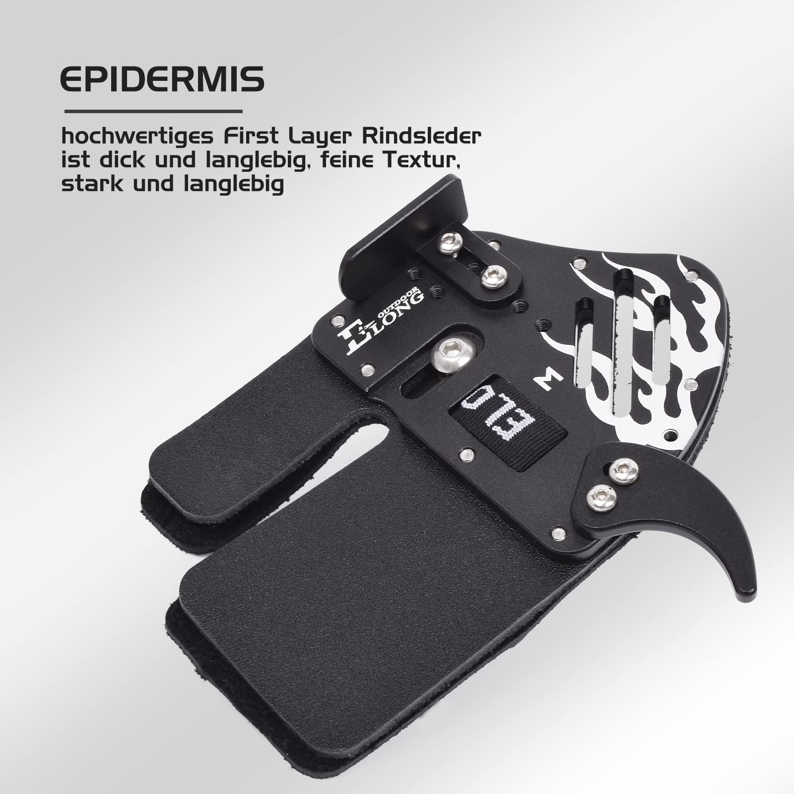 Elong tir à l'arc Arc Classique Languette en Cuir véritable + Plaque en Aluminium protège-Doigts réglable équipement de Protection pour la Main Droite