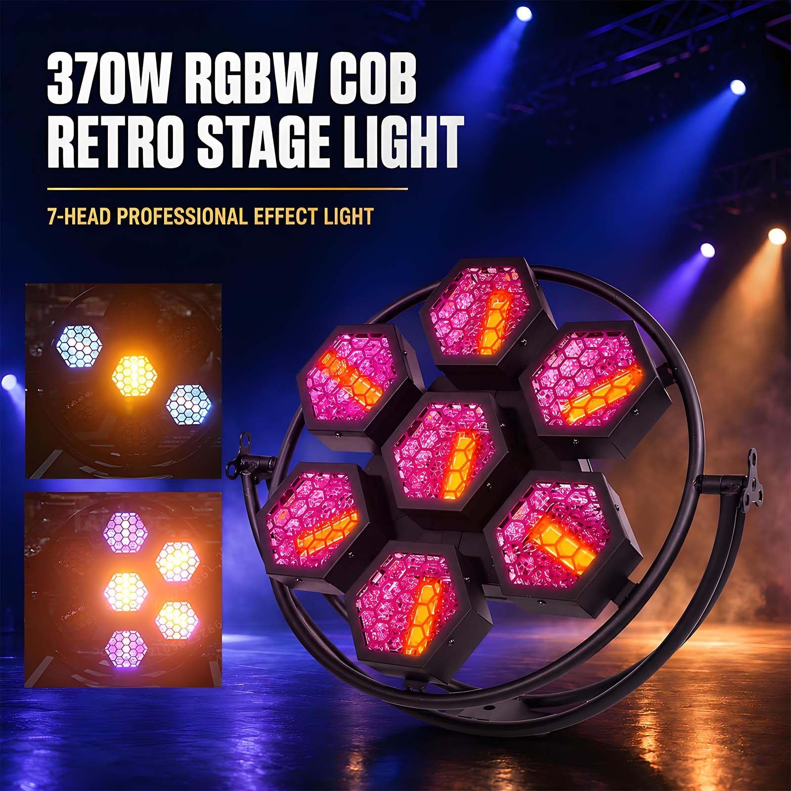 Foco De Escenario Redondo Estilo Vintage (370 W, Rgbw Cob) Para Bares