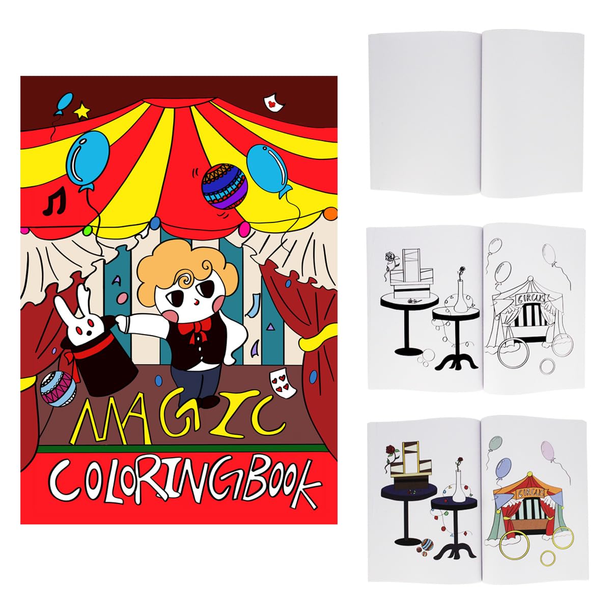 Mipartebo Magic Coloring Book, Magic Trick Prop Book, Professional Magic Show Performance Prop (Medium)