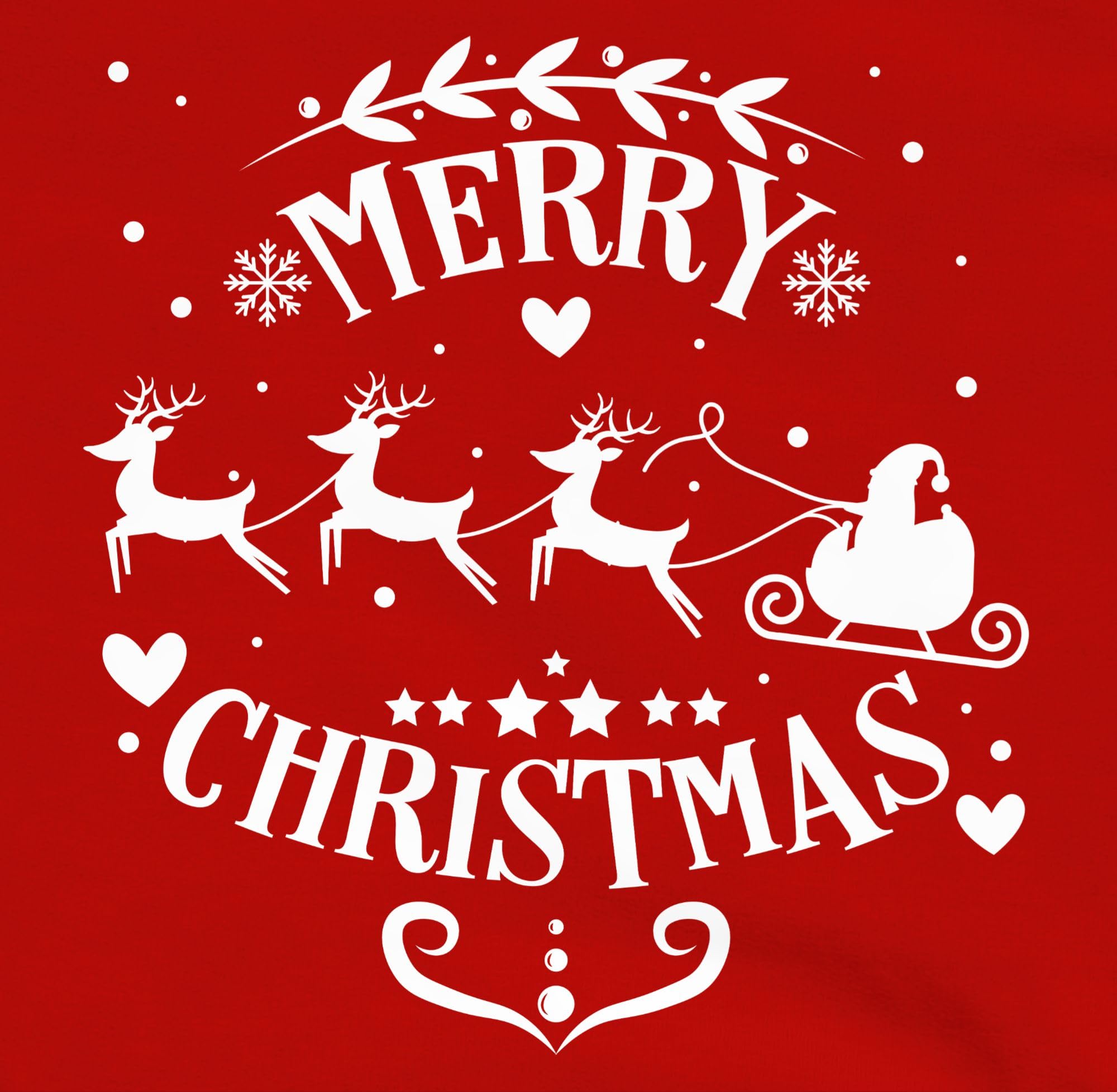 Shirtracer - Pullover Damen Hoodie Frauen - Weihnachten Geschenke Bekleidung - Merry Christmas Weihnachtsmann und Rentiere weiß