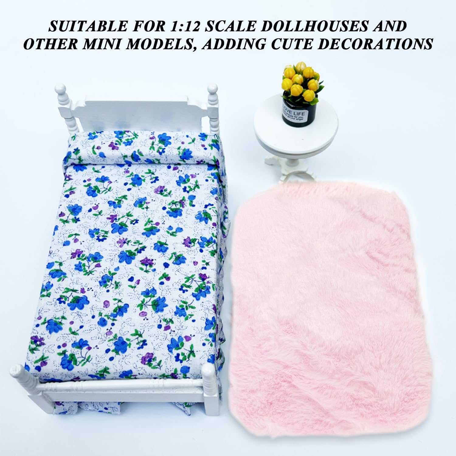 CYNOSURETECH 4 Pieces Dollhouse Rug, 1:12 Dollhouse Rug, Oval Plush Rug, Mini Floor Decoration, Dollhouse Accessories - Image 4