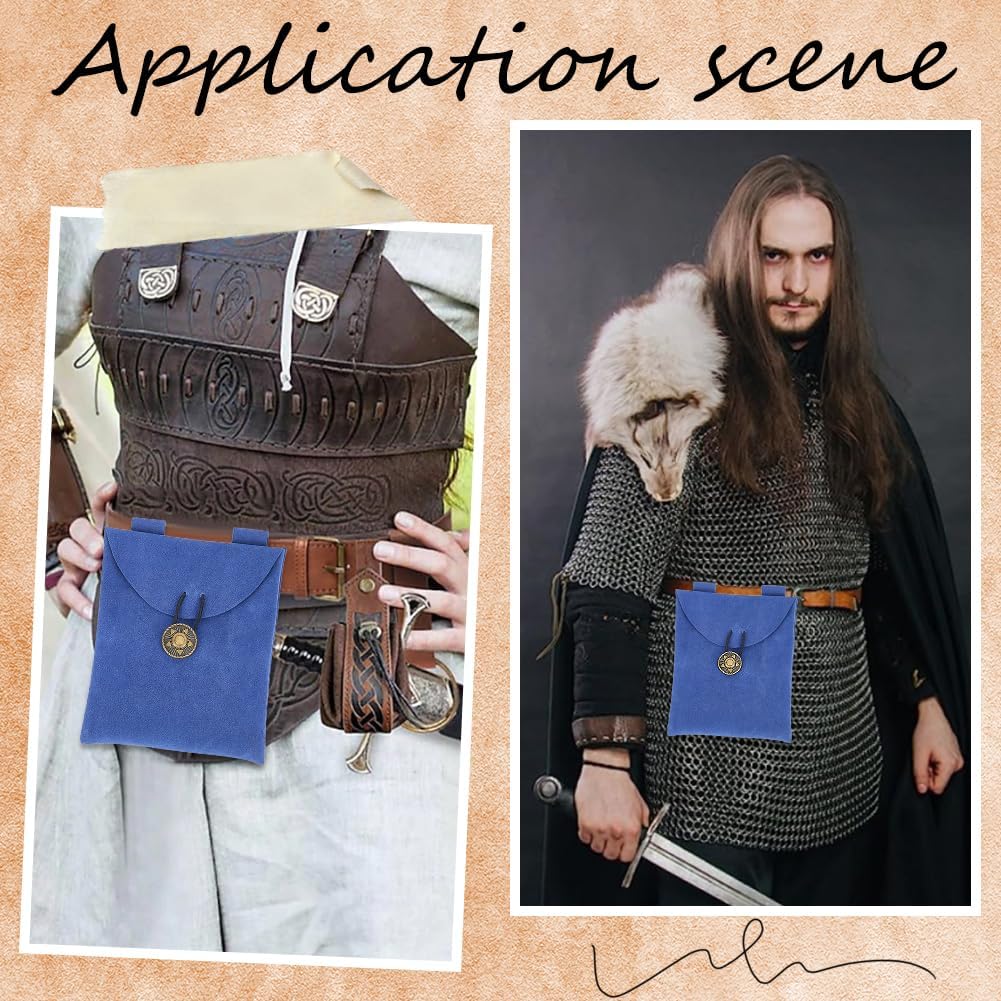 CREATCABIN Velvet Belt Pouch Waist Packs Costume Accessories Viking Knight Belt Bag Rectangle Medieval Waist Bag Belt Purse Pocket for Renaissance Cosplay Props Casual Hiking Midnight Blue 6x7inch