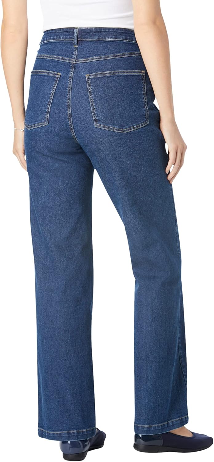 Woman Within Plus Size Stretch Denim Wide-Leg Five-Pocket Jeans - Image 2