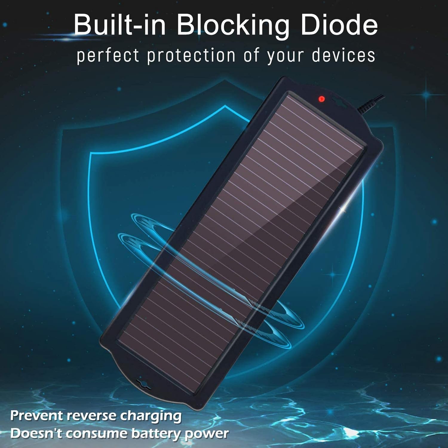 POWISER Solar Battery Charger 12V Solar Powered Battery maintainer & Charger,Suitable for Automotive, Motorcycle, Boat, Marine, RV, Trailer, Powersports, Snowmobile, etc.(1.8W Amorphous): Garden & Outdoor