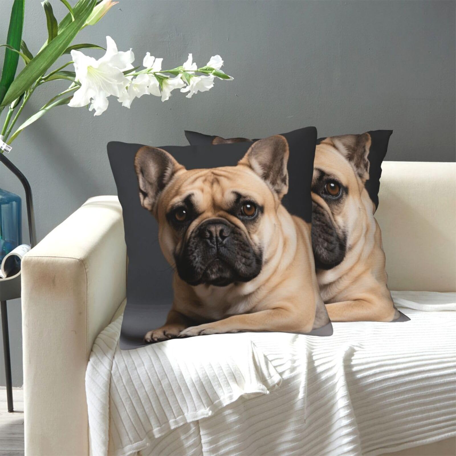 FekiLoot Decorative Throw Pillow Covers Modern Farmhouse Pillowcase Double Sided Cozy Cushion Cover for Sofa Couch Bed 16"X16" Dog