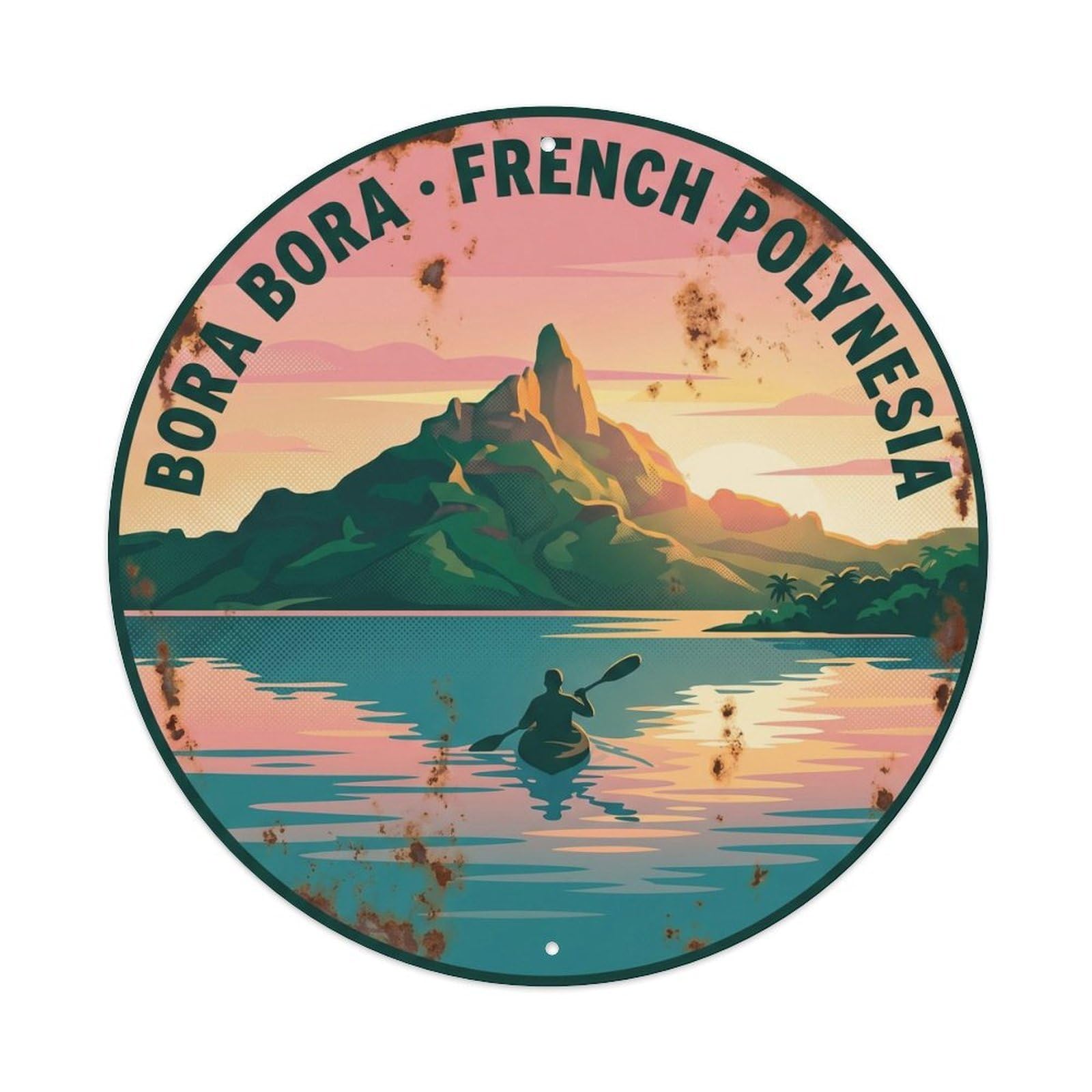 Olhnbad Style Kayak Borabora Otemanu Lagoon Sunrise Retro Metal Tin Sign