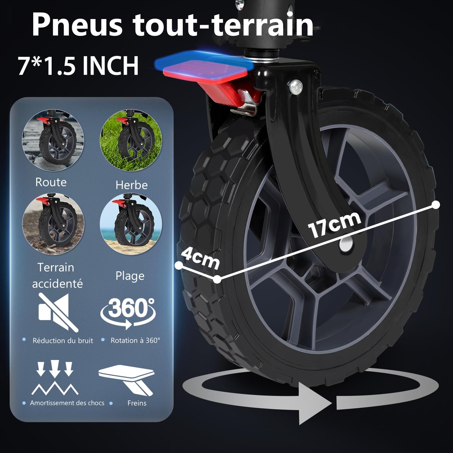 Sekey XXL Plus Chariot Pliable de Jardin 200L 150KG, Chariot de Transport Tout-Terrain avec Freins, Breveté Pliable dans Quatre Directions SE4010, Noir Profond
