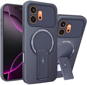 for Honor 600 Case with Foldable Holder, Compatible with MagSafe Chiarging, Slim Silicone Fiber Funda Phone Cases Shockproof Protection for Honor 600,Blue
