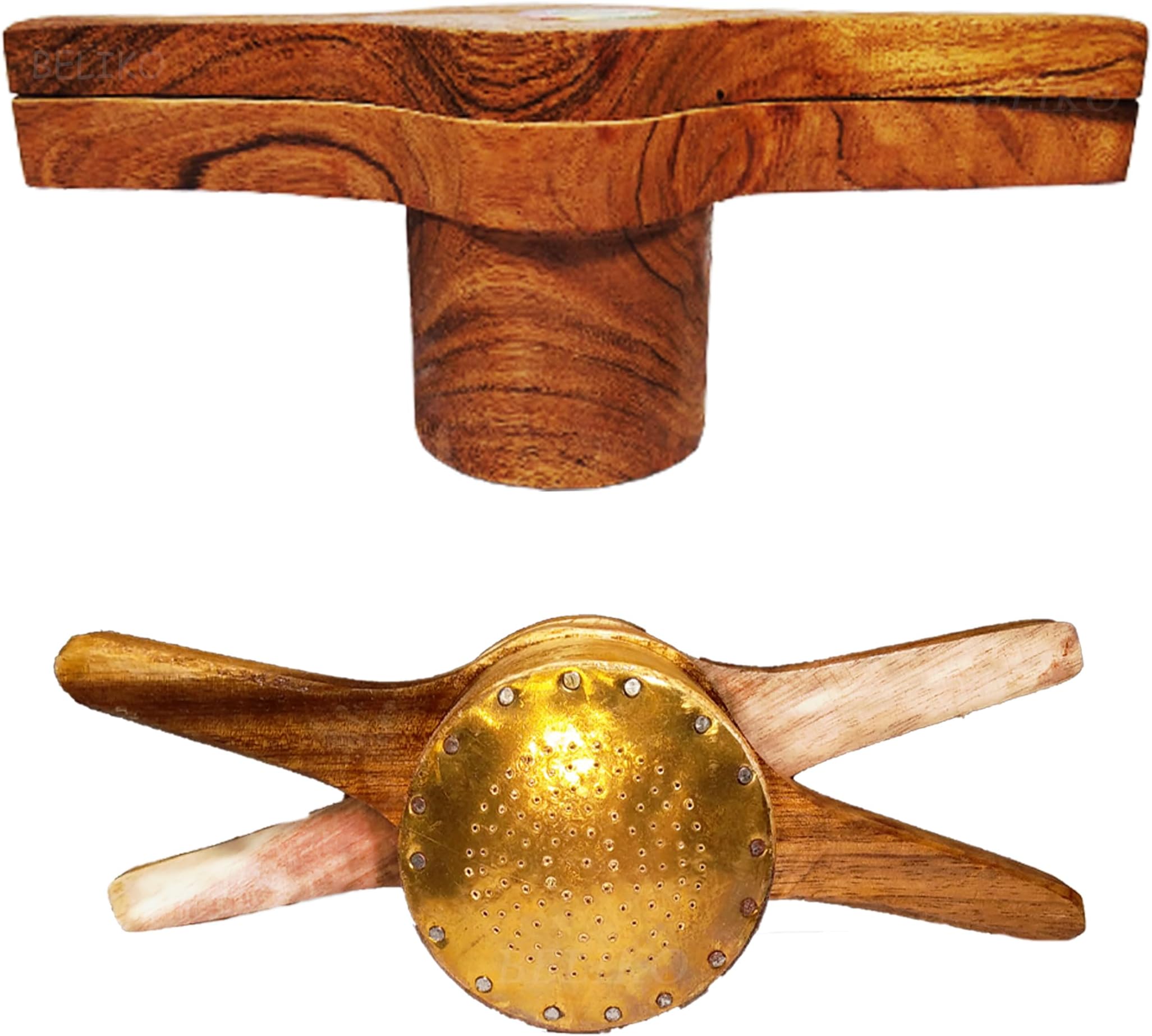 Handmade Wooden idiyappam Maker Kitchen Press Tool and chakli Press Maker Sev Sancha Maker with Brass Bottom Sheet