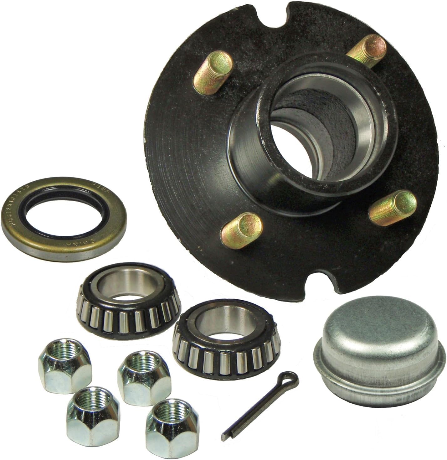 Rigid Hitch Pre-Greased Trailer Hub Kit (RHI-100-PG) 4 Bolt on 4 Inch Circle - 1 inch I.D. Bearings