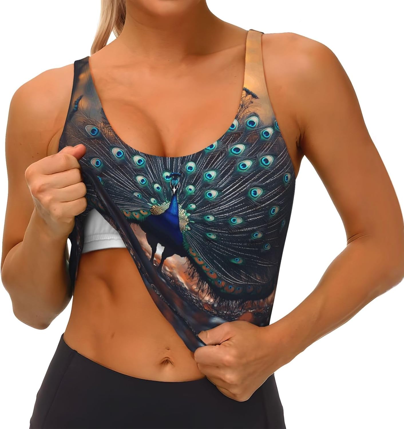 Gorgeous and Elegant Peacock Women's Sports Bras - High Support Workout Tops for Women, Bralettes with Support