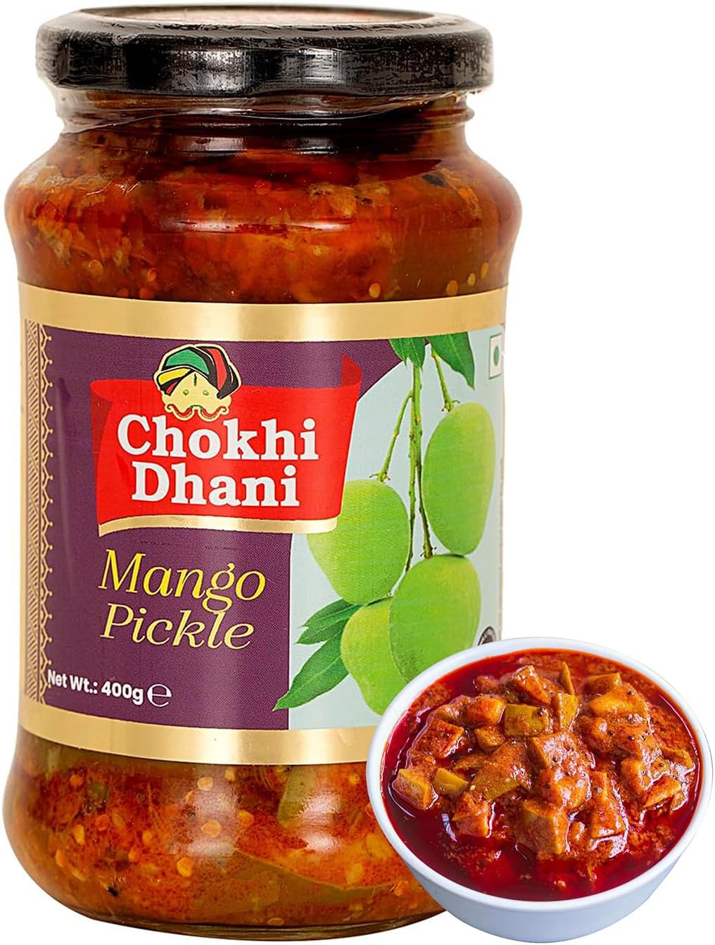 Chokhi Dhani Mango Pickle, 400 gm | Spicy & Tangy Aam ka Achar | Traditional Indian Pickle in Mustard Oil | Homemade Style | No Preservatives | Pack of 1