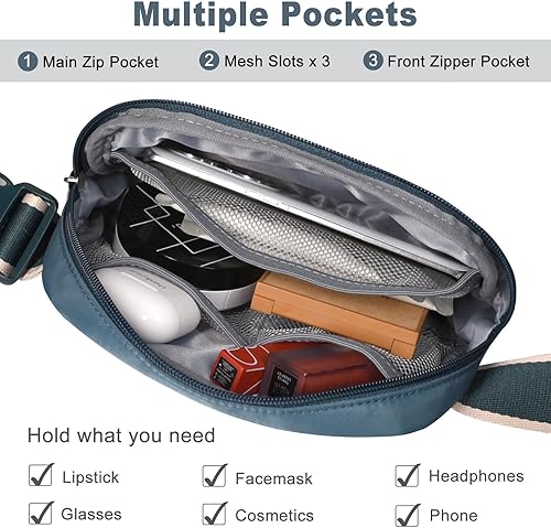 Miniatura 4 de DMLuna Pequeñas bolsas cruzadas para mujer a la moda, cangurera ligera para mujeres y hombres, mini bolsa para cinturón, bolsa de cintura con correa