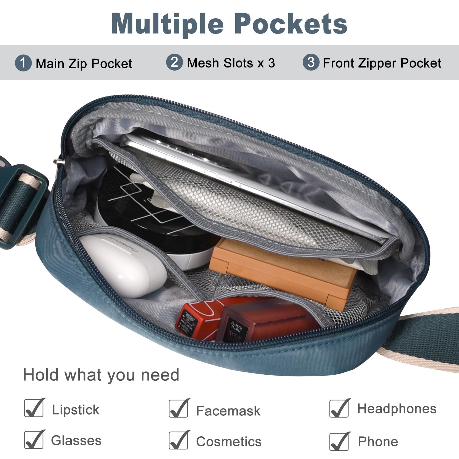 DMLuna Piccola borsa a tracolla da donna alla moda, leggera, per donne e uomini, mini marsupio con cinghia regolabile per corsa, allenamento, viaggi