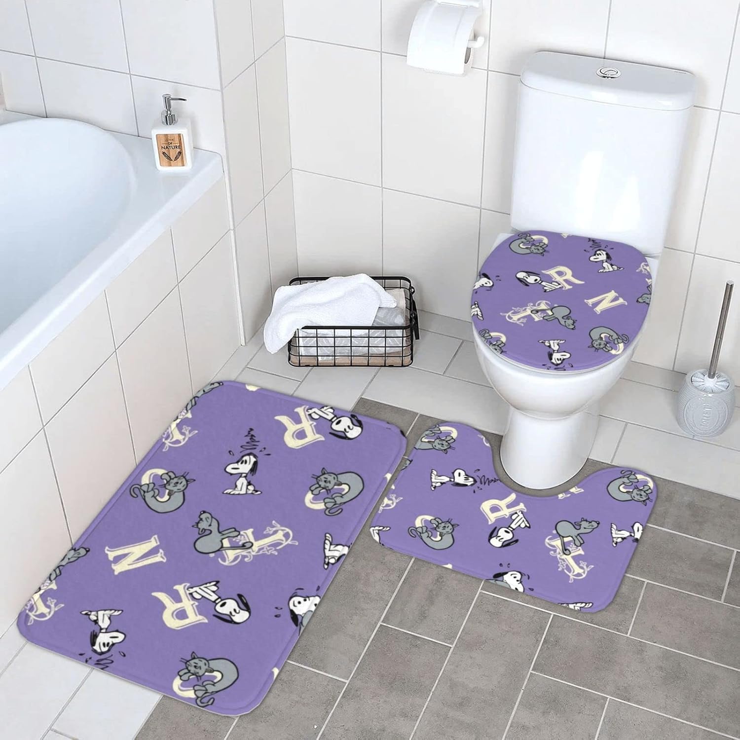 超安い品質 スヌーピー トイレマット 3点セット フタカバー 風呂マット 吸水 速乾 滑り