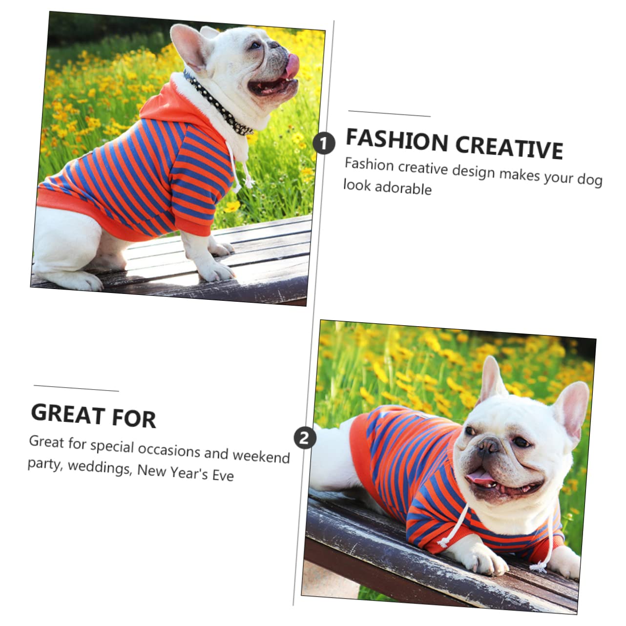 Kisangel 3piezas Ropa para Mascotas Sudadera De Rayas para Perros Pequeños Cómoda y Cálida para Ocasiones Especiales y Actividades Al Aire