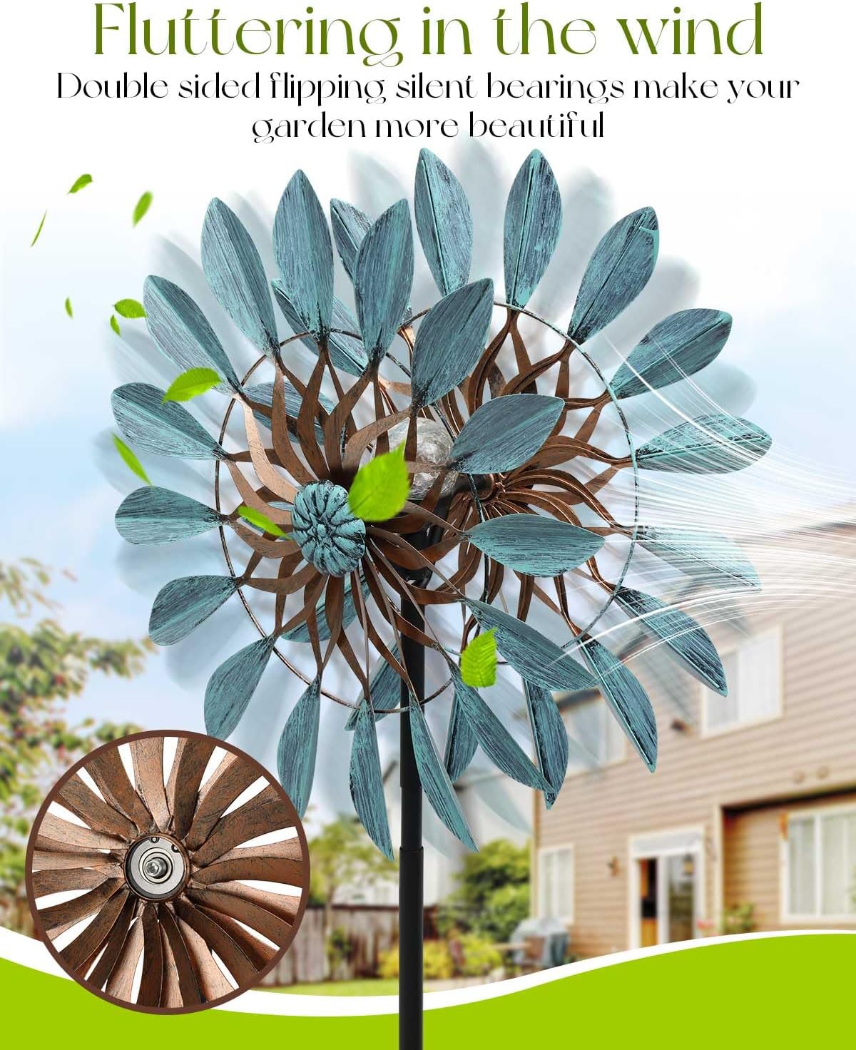 Solar Wind Spinners Outdoor, 84 Inch Large Outdoor Metal Wind Spinners with Colorful Light, Garden Decor Yard Art Windmills for Patio and Lawn, Ideal Gift for Family