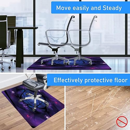 Miniatura 3 de Tapete para silla de escritorio de madera dura con diseño de mandala y diseño de flores del universo psicodélico místico en el espacio, protege el