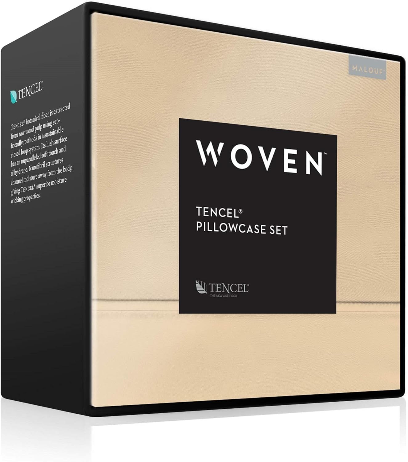 Malouf Soft and Eco Friendly Tencel Pillowcase-and-Sheet-Sets, Queen (2), Ecru