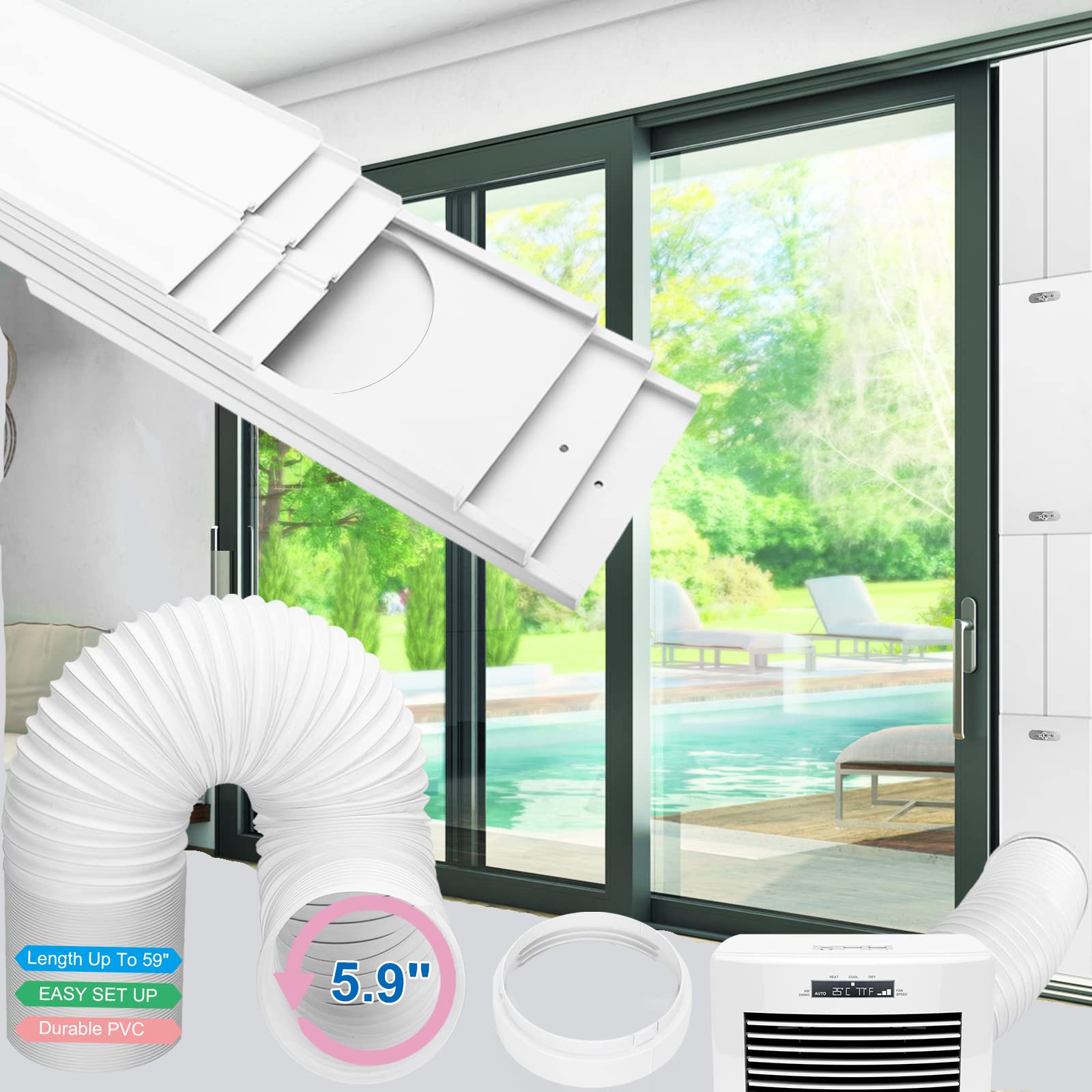 Buy Sliding Door Air Conditioner Vent Kit with Hose, Portable AC