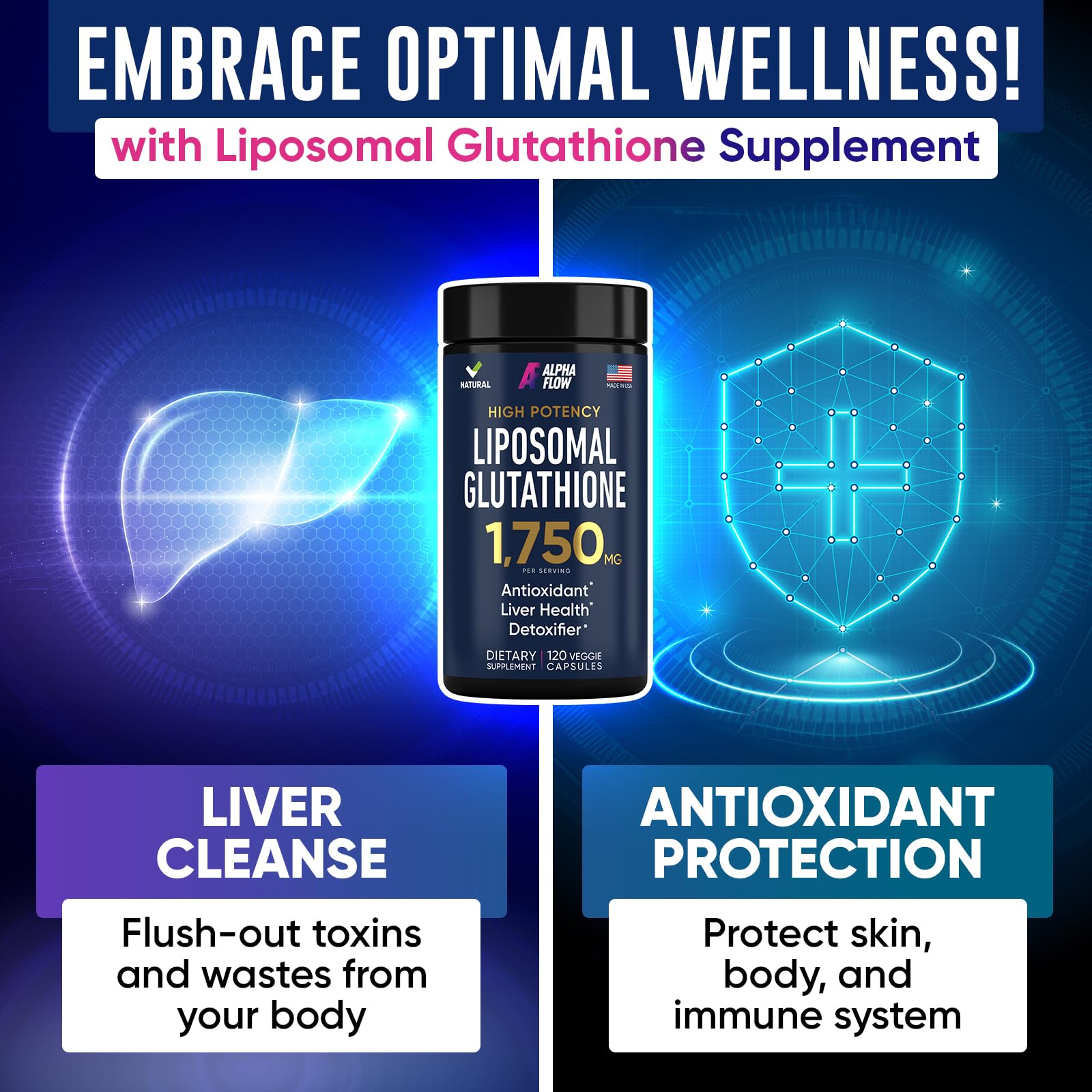 glutathione help flush out toxins Alpha Flow (Bundle) Liposomal 1100mg + Chlorophyll 600mg – Advanced Antioxidant, Cleansing, Skin, and Immune Support for Daily Energy and Wellness : Health & Household Glow from the inside out.