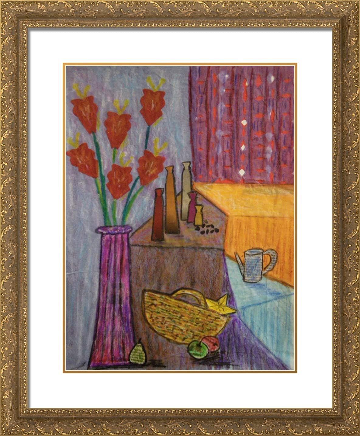 ArtDirect Gris, Juan 20x24 Gold Ornate Framed Art Print with Double Matting Titled: Tulips