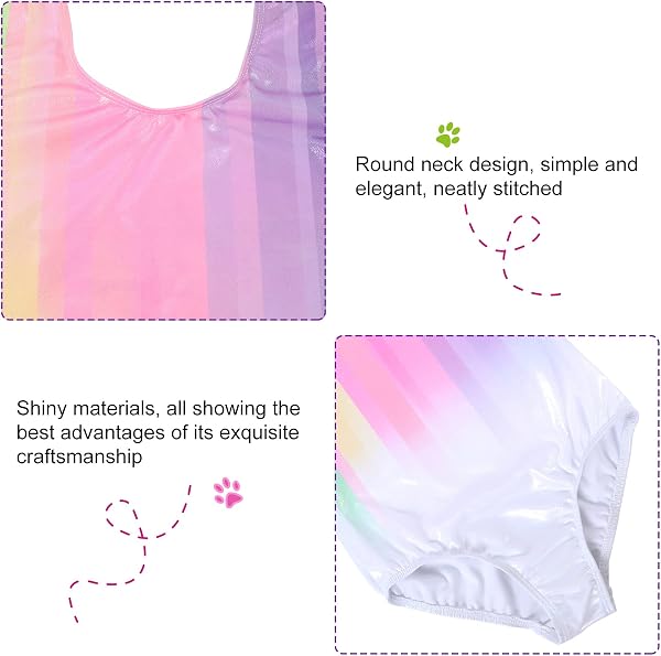 Bezioner Ragazze Ginnastica Leotards Body Danza Claasica Balletto Ginnastica Artistica per Bambina Senza Maniche/Manica Lunga per Bambini di 3-14 Anni - 4
