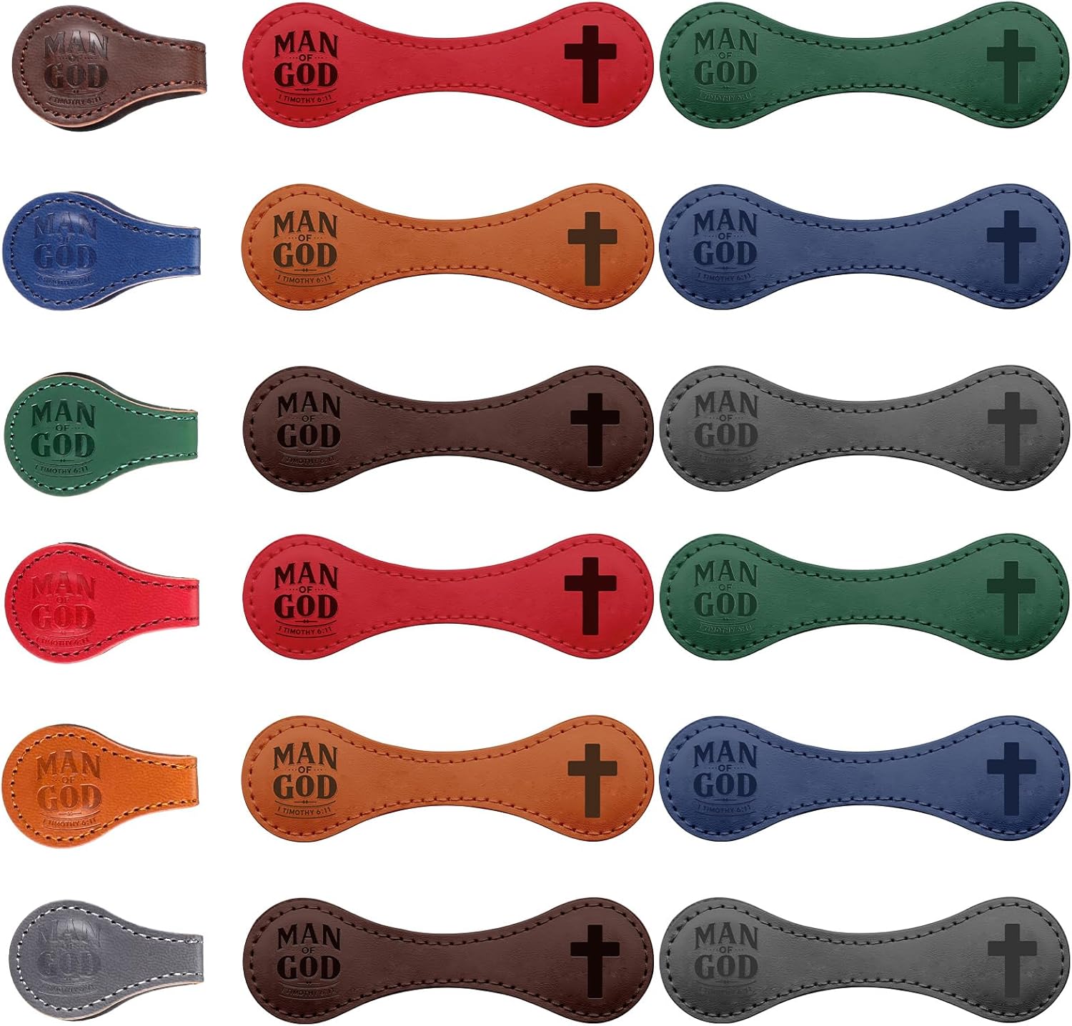 Skyygemm Christian Magnetic Bookmark for Men Bulk Man of God Leather Bookmark Religious Page Markers Scripture Book Markers for Priest Church Father's Day Gift(24 Pcs)