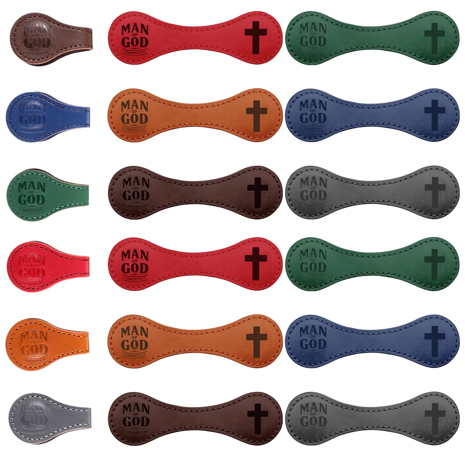 Skyygemm 24 Stück christliche Lesezeichen Mann Gottes magnetisches Leder-Lesezeichen Bulk, magnetische Lesezeichen-Clips, religiöse Lesezeichen, Seitenmarkierungen, Schriften, Lesezeichen für Männer