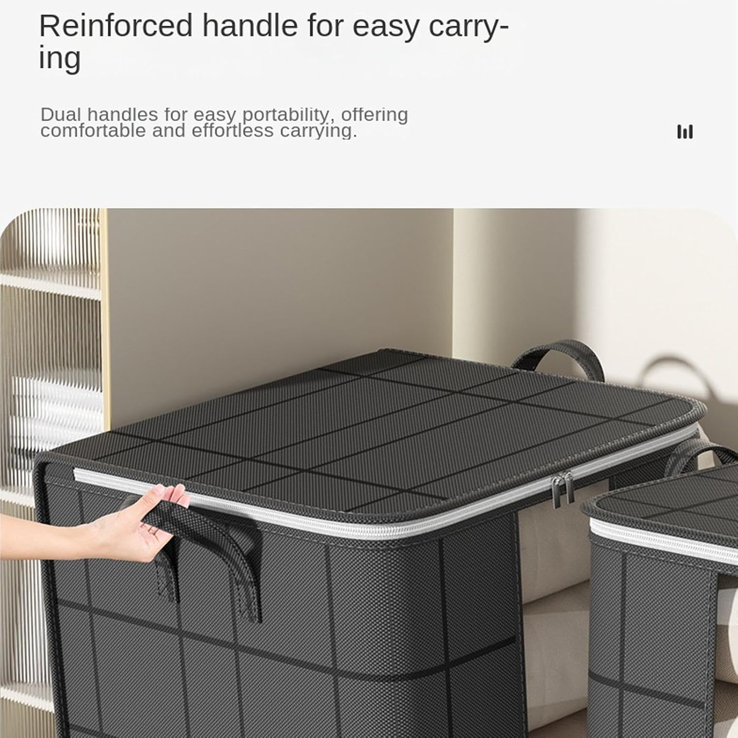 Moving Bins, Reinforced Handles Portable Zippered Foldable Storage Bags | Space Saving Carry Design, Helps Organize Clothing and Bedding Neatly, for Closet Bedroom Dorm Sweaters Comforter Home