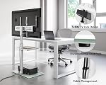 FITUEYES White TV Stand Mount for 32-60 inch TV Screen, 2 Tier Floor TV Stand with Swivel 70 Degrees and Height Adjustable Max VESA 600x400 mm, Max Load 66 lbs