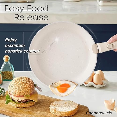 Miniatura 2 de Caannasweis Juego de utensilios de cocina antiadherentes desmontables, ollas y sartenes de inducción apilables con asas extraíbles, aptos para