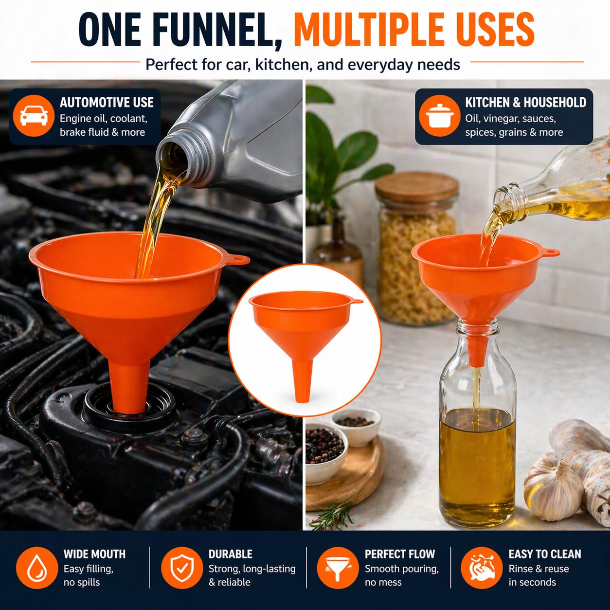 YUOIUX Oil Funnels Car Auto Engine Funnel Oil Petrol for Liquid Washer Fluid Change Fill Transfer Funnel — view 3