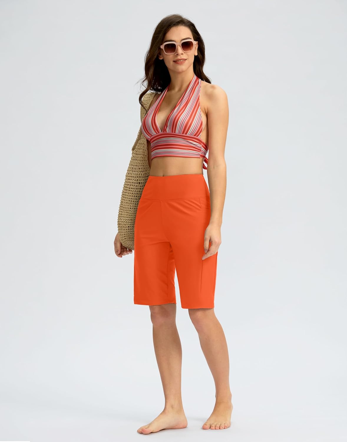 G GRADUAL Women's 11" Long Swim Board Shorts High Waisted Knee Length Beach Swimming Shorts for Women with Pockets Liner - Image 6